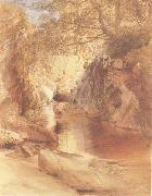 Samuel Palmer, A Cascade in Shadow,Drawn on the Spot,near the Function of the Machno and Conway,North Wales